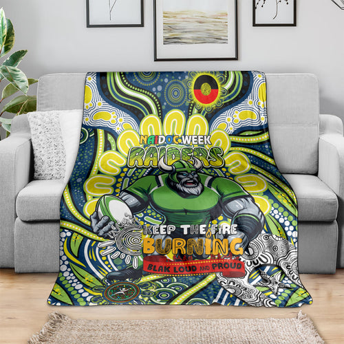 Custom NAIDOC Week 2024 Raiders Blanket Mascot Rugby DT02