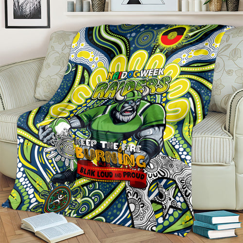 Custom NAIDOC Week 2024 Raiders Blanket Mascot Rugby DT02