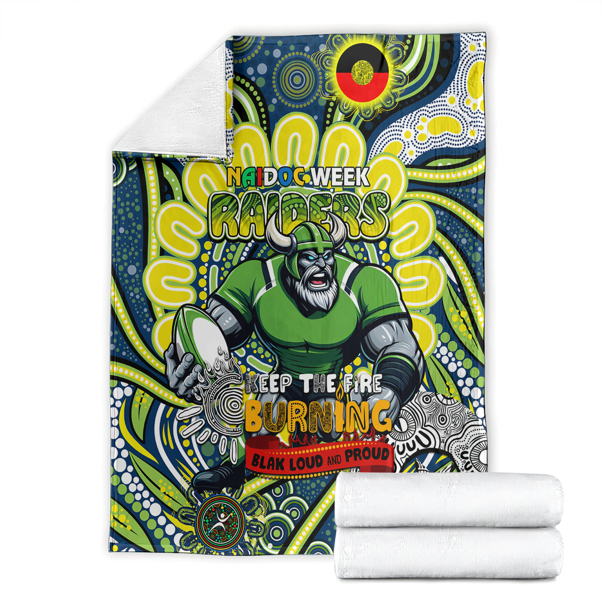 Custom NAIDOC Week 2024 Raiders Blanket Mascot Rugby DT02