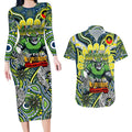 Custom NAIDOC Week 2024 Raiders Couples Matching Long Sleeve Bodycon Dress and Hawaiian Shirt Mascot Rugby DT02