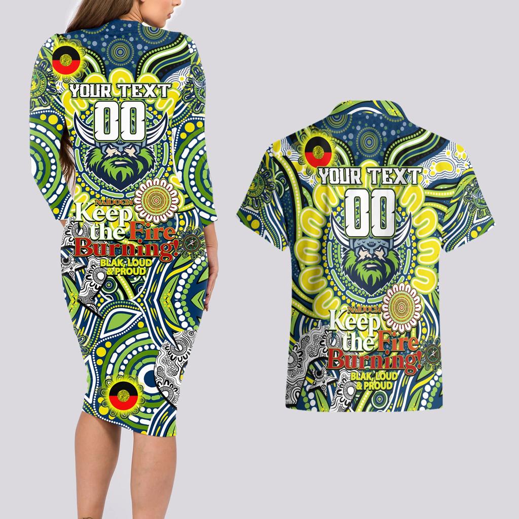 Custom NAIDOC Week 2024 Raiders Couples Matching Long Sleeve Bodycon Dress and Hawaiian Shirt Mascot Rugby DT02