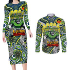 Custom NAIDOC Week 2024 Raiders Couples Matching Long Sleeve Bodycon Dress and Long Sleeve Button Shirt Mascot Rugby DT02
