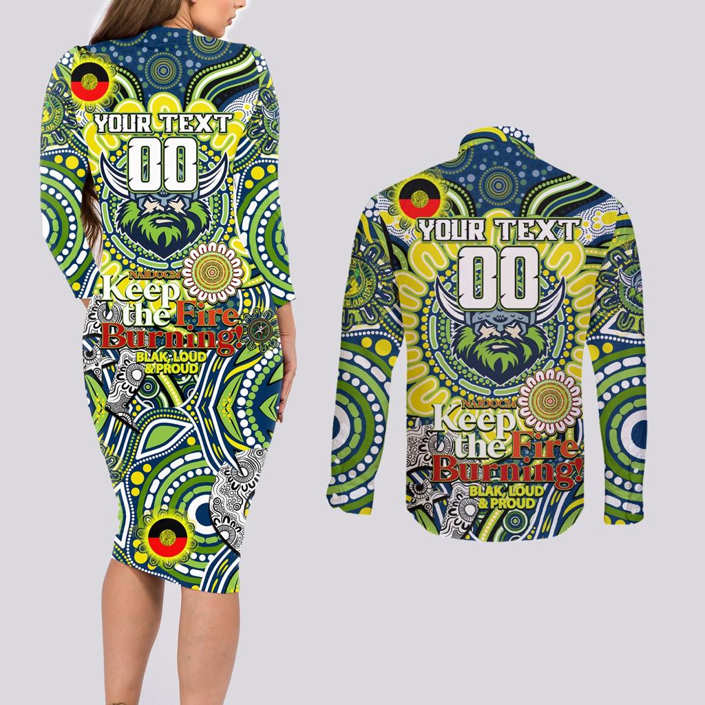 Custom NAIDOC Week 2024 Raiders Couples Matching Long Sleeve Bodycon Dress and Long Sleeve Button Shirt Mascot Rugby DT02