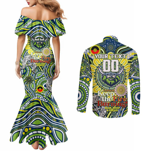 Custom NAIDOC Week 2024 Raiders Couples Matching Mermaid Dress and Long Sleeve Button Shirt Mascot Rugby DT02