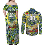 Custom NAIDOC Week 2024 Raiders Couples Matching Off Shoulder Maxi Dress and Long Sleeve Button Shirt Mascot Rugby DT02