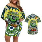 Custom NAIDOC Week 2024 Raiders Couples Matching Off Shoulder Short Dress and Hawaiian Shirt Mascot Rugby DT02