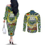 Custom NAIDOC Week 2024 Raiders Couples Matching Off The Shoulder Long Sleeve Dress and Long Sleeve Button Shirt Mascot Rugby DT02