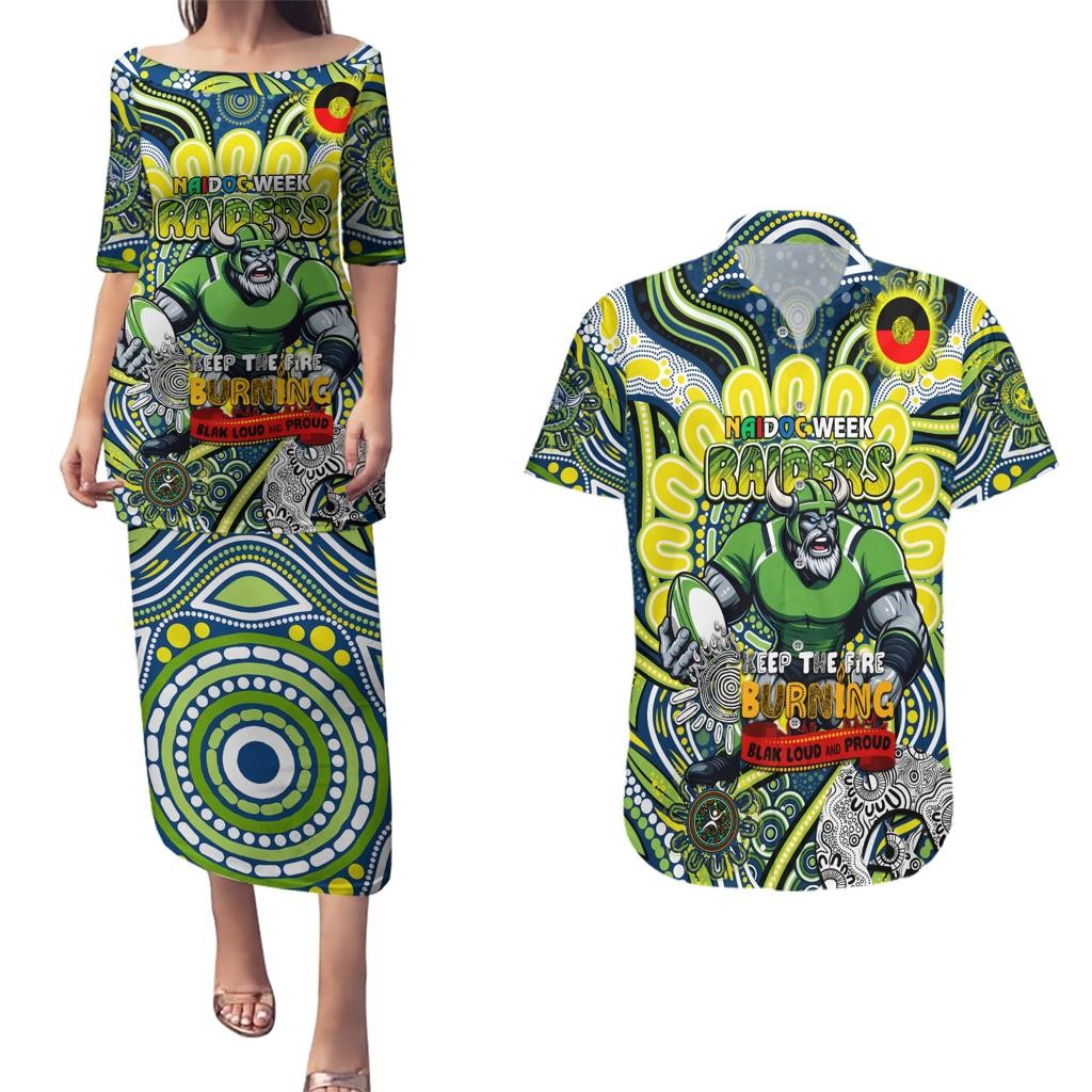 Custom NAIDOC Week 2024 Raiders Couples Matching Puletasi and Hawaiian Shirt Mascot Rugby DT02