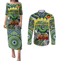 Custom NAIDOC Week 2024 Raiders Couples Matching Puletasi and Long Sleeve Button Shirt Mascot Rugby DT02