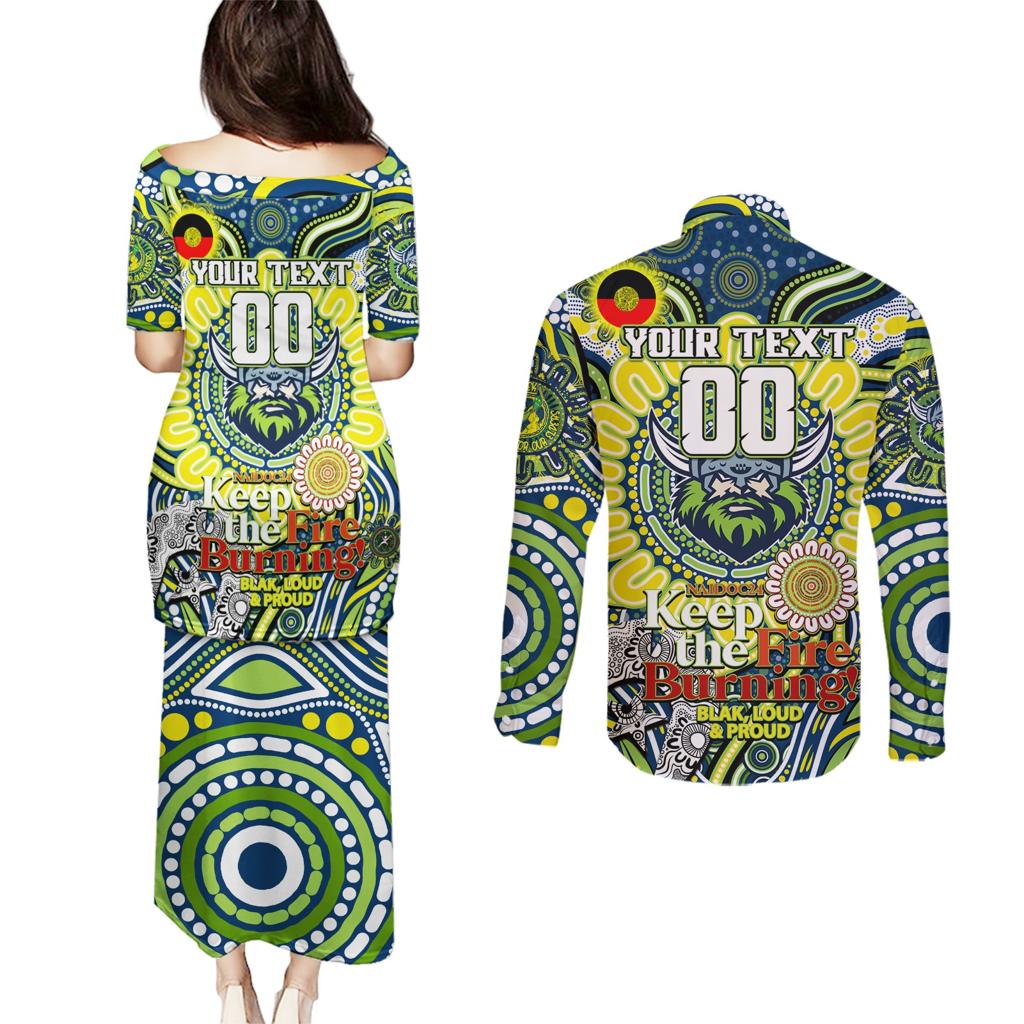 Custom NAIDOC Week 2024 Raiders Couples Matching Puletasi and Long Sleeve Button Shirt Mascot Rugby DT02