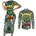 Custom NAIDOC Week 2024 Raiders Couples Matching Short Sleeve Bodycon Dress and Long Sleeve Button Shirt Mascot Rugby DT02