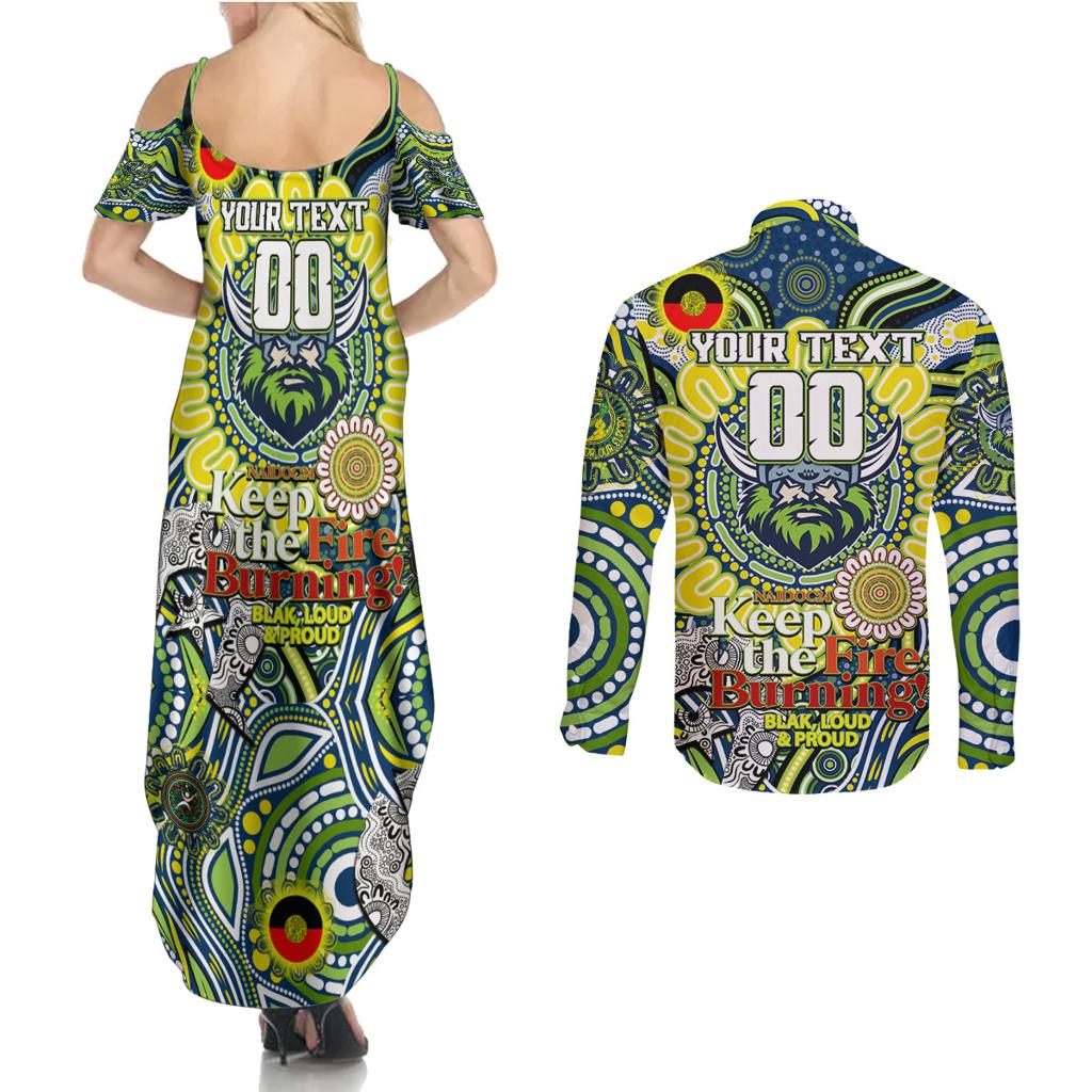 Custom NAIDOC Week 2024 Raiders Couples Matching Summer Maxi Dress and Long Sleeve Button Shirt Mascot Rugby DT02