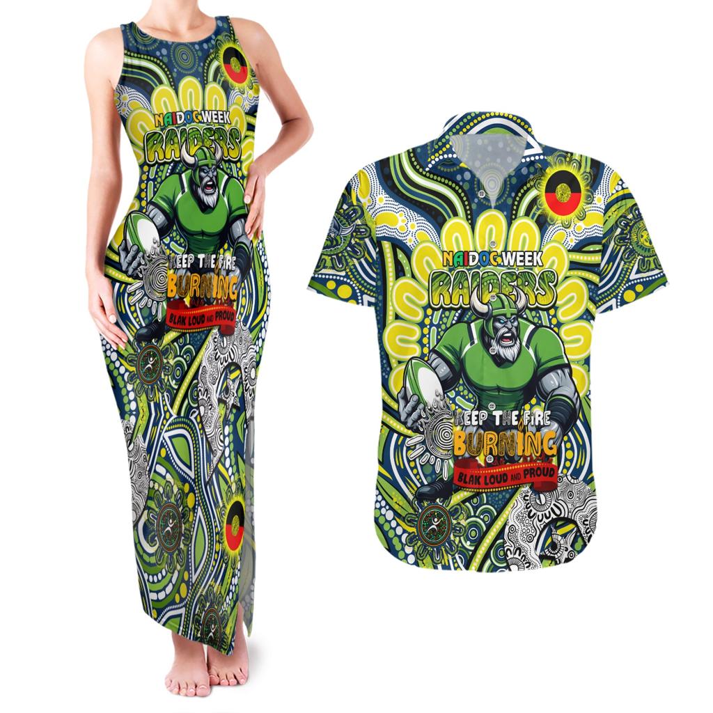 Custom NAIDOC Week 2024 Raiders Couples Matching Tank Maxi Dress and Hawaiian Shirt Mascot Rugby DT02