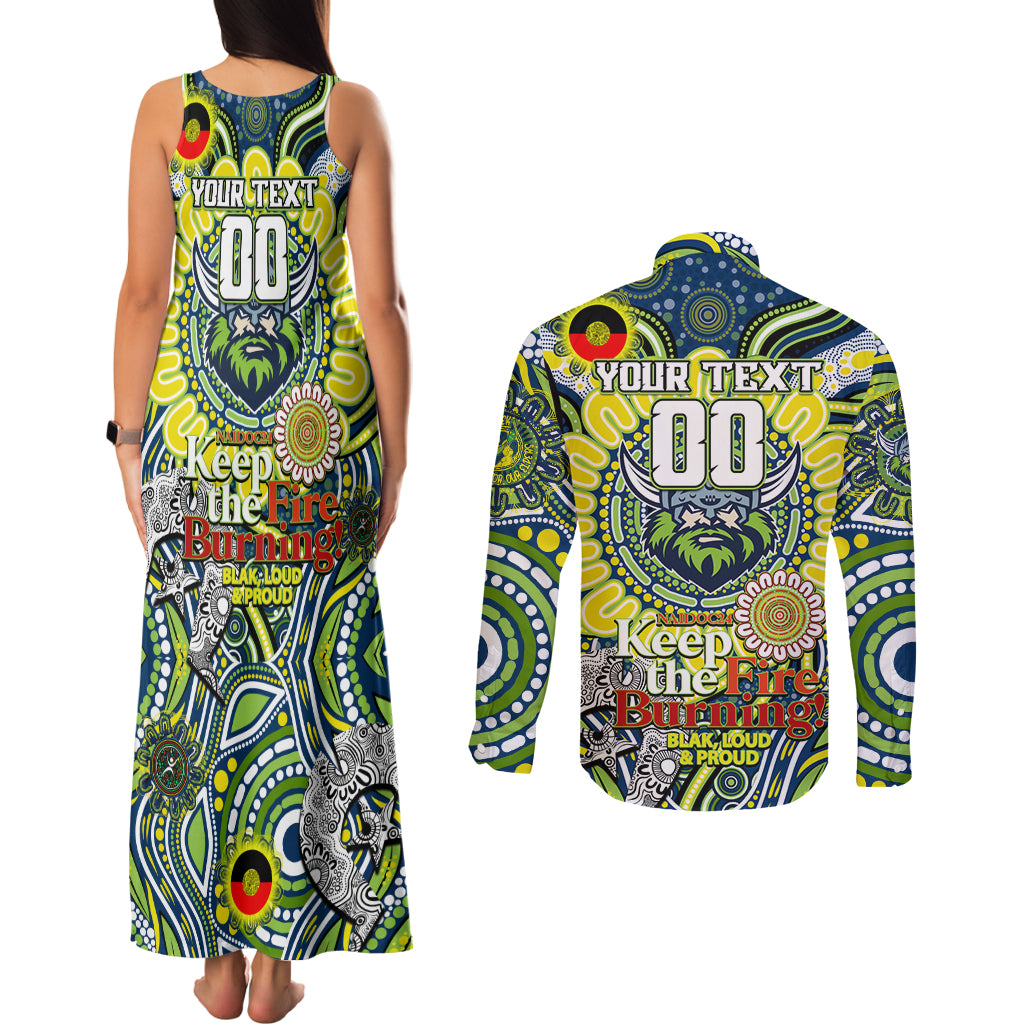 Custom NAIDOC Week 2024 Raiders Couples Matching Tank Maxi Dress and Long Sleeve Button Shirt Mascot Rugby DT02