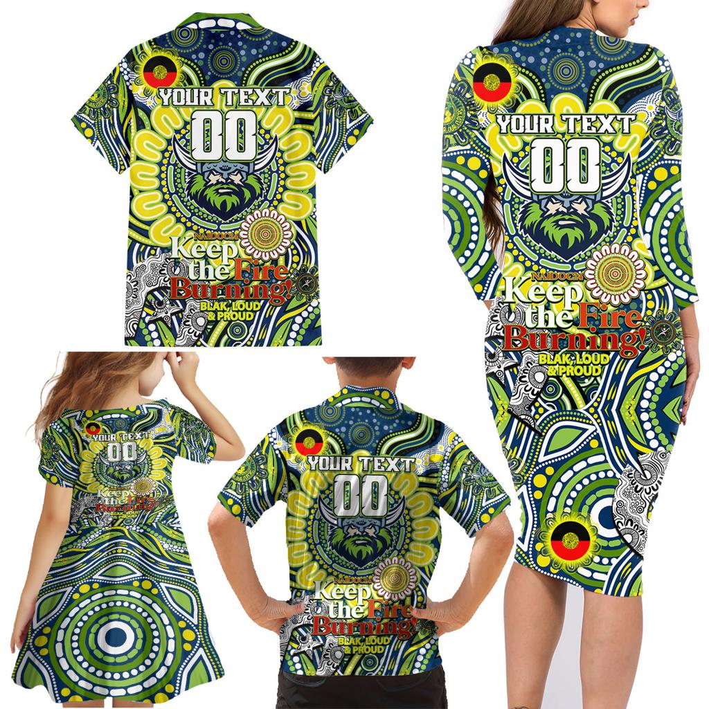 Custom NAIDOC Week 2024 Raiders Family Matching Long Sleeve Bodycon Dress and Hawaiian Shirt Mascot Rugby DT02