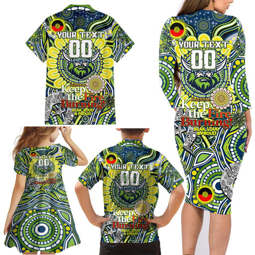 Custom NAIDOC Week 2024 Raiders Family Matching Long Sleeve Bodycon Dress and Hawaiian Shirt Mascot Rugby DT02