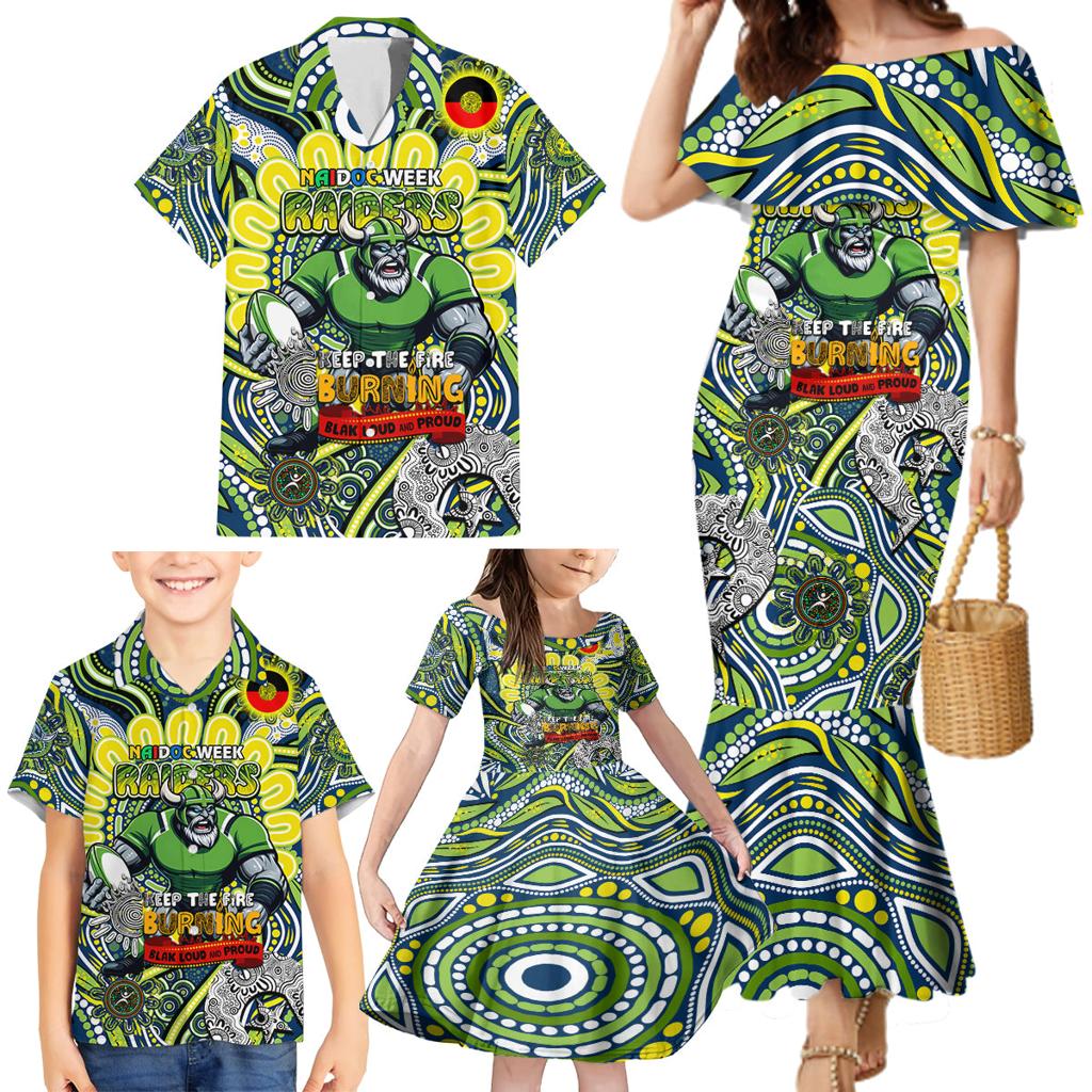 Custom NAIDOC Week 2024 Raiders Family Matching Mermaid Dress and Hawaiian Shirt Mascot Rugby DT02