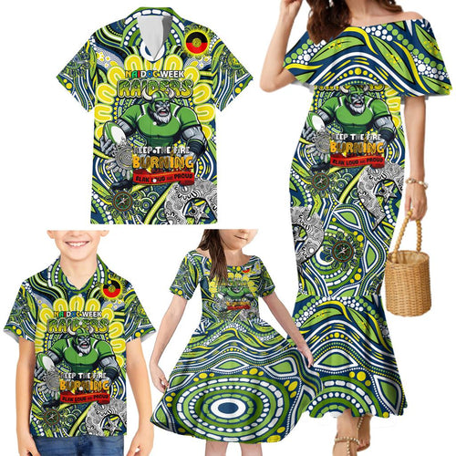 Custom NAIDOC Week 2024 Raiders Family Matching Mermaid Dress and Hawaiian Shirt Mascot Rugby DT02