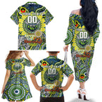 Custom NAIDOC Week 2024 Raiders Family Matching Off The Shoulder Long Sleeve Dress and Hawaiian Shirt Mascot Rugby DT02