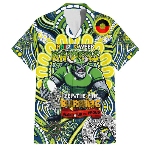 Custom NAIDOC Week 2024 Raiders Family Matching Off The Shoulder Long Sleeve Dress and Hawaiian Shirt Mascot Rugby DT02