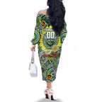 Custom NAIDOC Week 2024 Raiders Family Matching Off The Shoulder Long Sleeve Dress and Hawaiian Shirt Mascot Rugby DT02