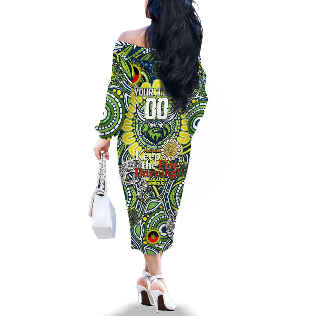 Custom NAIDOC Week 2024 Raiders Family Matching Off The Shoulder Long Sleeve Dress and Hawaiian Shirt Mascot Rugby DT02
