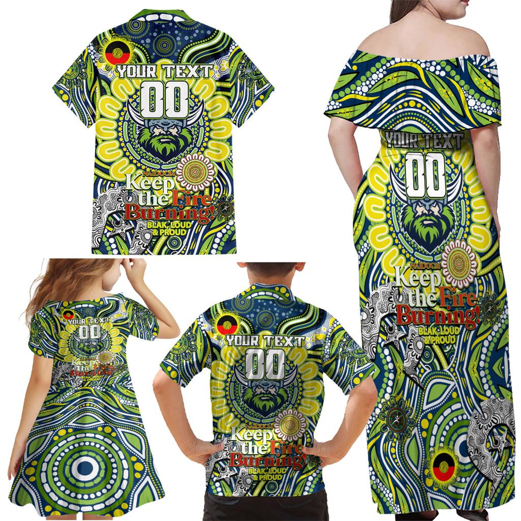 Custom NAIDOC Week 2024 Raiders Family Matching Off Shoulder Maxi Dress and Hawaiian Shirt Mascot Rugby DT02