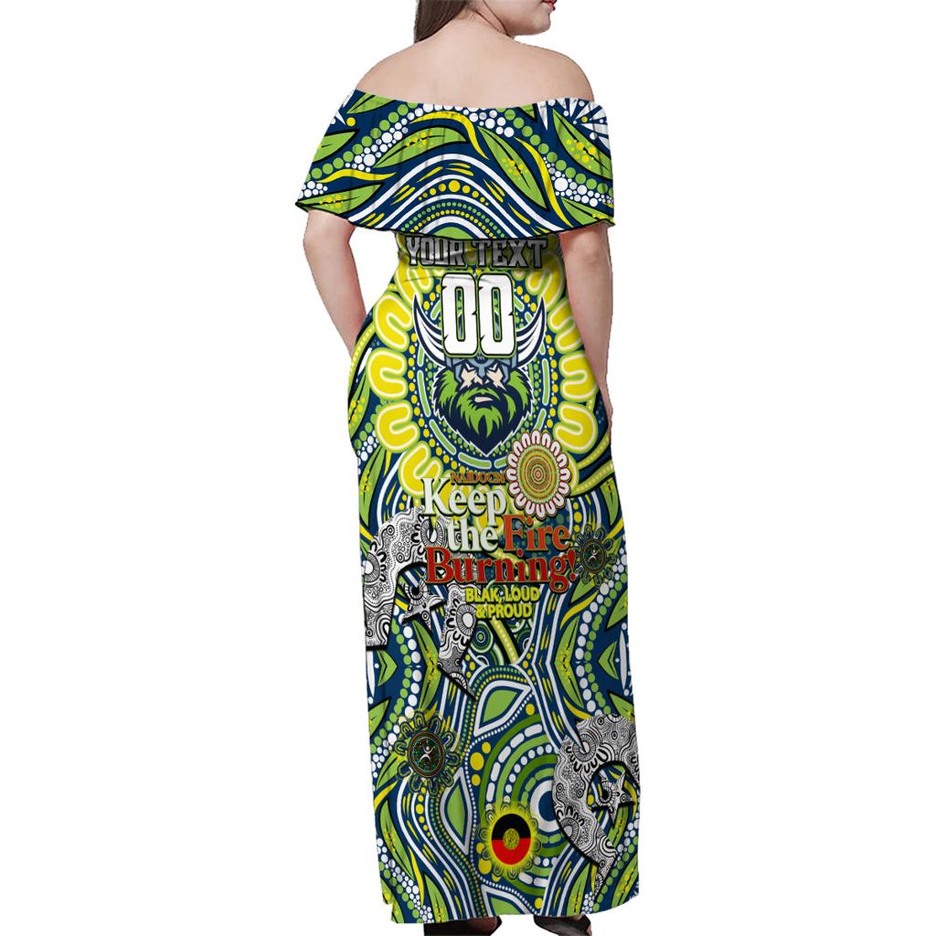 Custom NAIDOC Week 2024 Raiders Family Matching Off Shoulder Maxi Dress and Hawaiian Shirt Mascot Rugby DT02