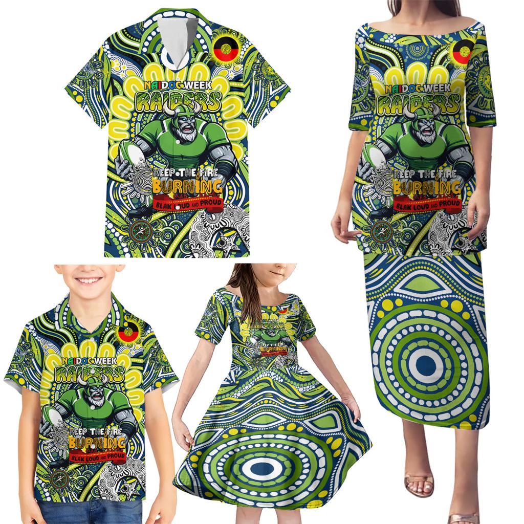 Custom NAIDOC Week 2024 Raiders Family Matching Puletasi and Hawaiian Shirt Mascot Rugby DT02