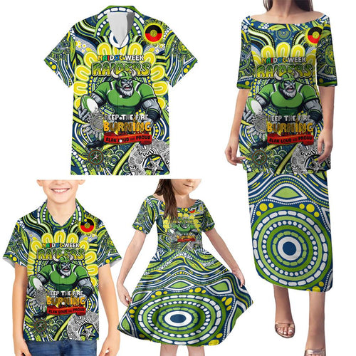 Custom NAIDOC Week 2024 Raiders Family Matching Puletasi and Hawaiian Shirt Mascot Rugby DT02
