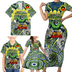 Custom NAIDOC Week 2024 Raiders Family Matching Short Sleeve Bodycon Dress and Hawaiian Shirt Mascot Rugby DT02