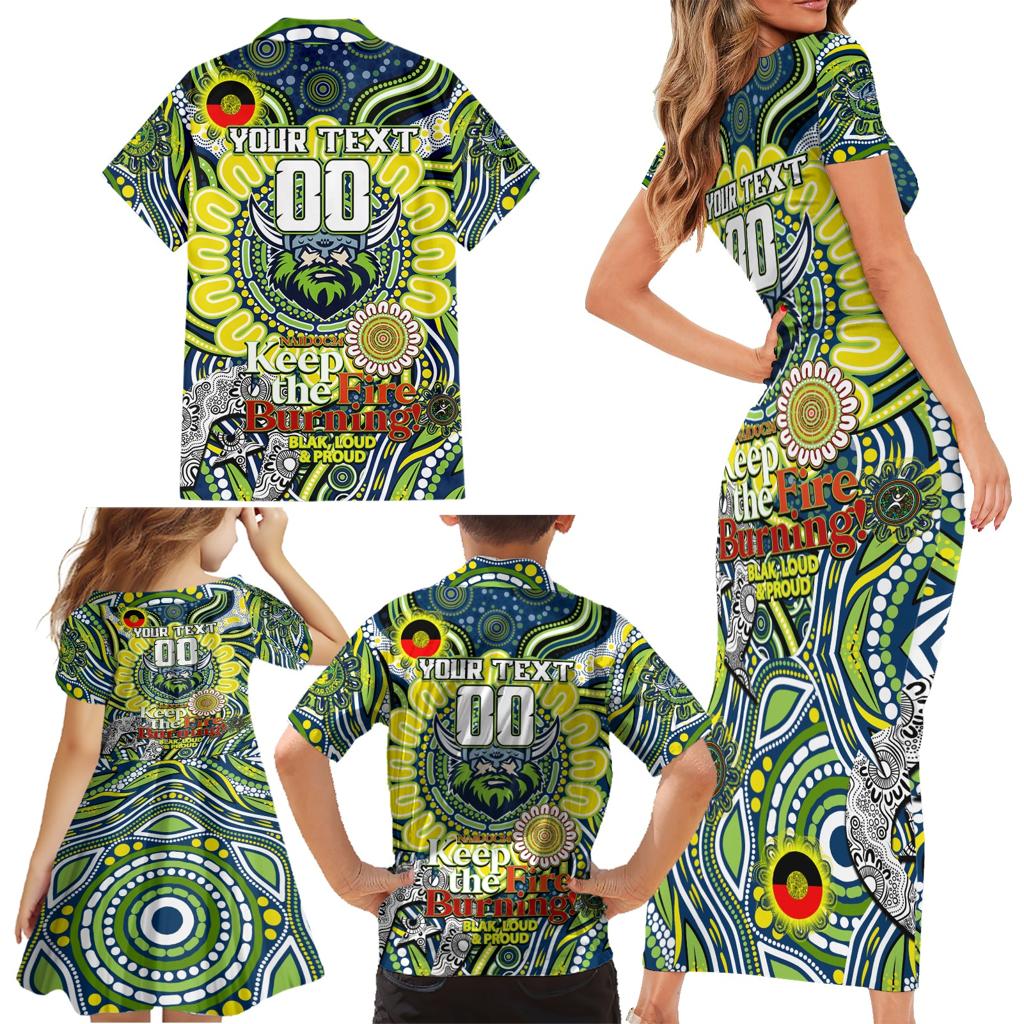 Custom NAIDOC Week 2024 Raiders Family Matching Short Sleeve Bodycon Dress and Hawaiian Shirt Mascot Rugby DT02