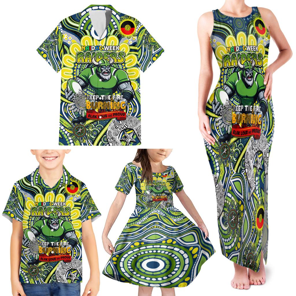 Custom NAIDOC Week 2024 Raiders Family Matching Tank Maxi Dress and Hawaiian Shirt Mascot Rugby DT02