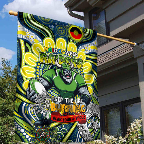 Custom NAIDOC Week 2024 Raiders Garden Flag Mascot Rugby DT02