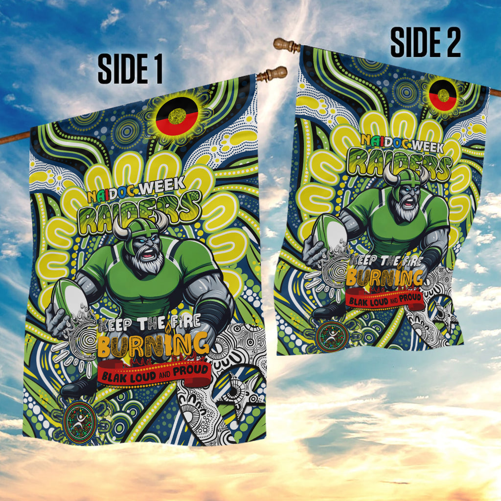 Custom NAIDOC Week 2024 Raiders Garden Flag Mascot Rugby DT02