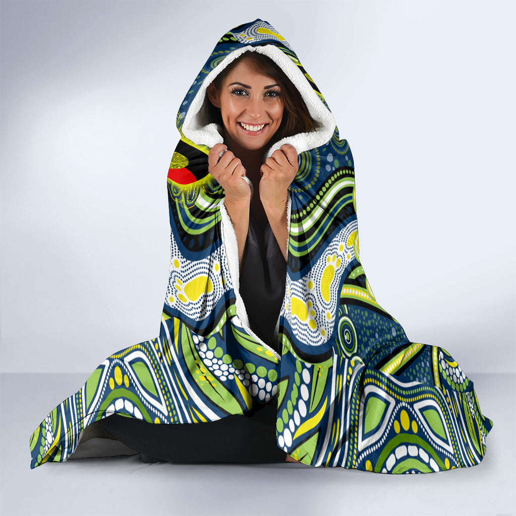 Custom NAIDOC Week 2024 Raiders Hooded Blanket Mascot Rugby DT02