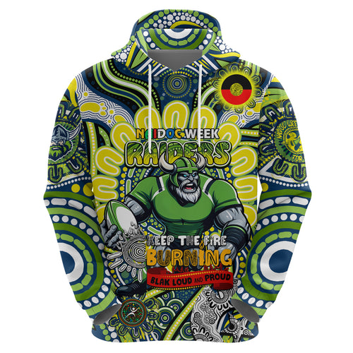 Custom NAIDOC Week 2024 Raiders Hoodie Mascot Rugby DT02