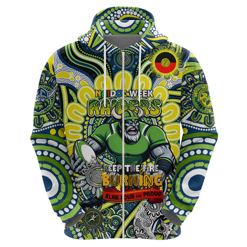 Custom NAIDOC Week 2024 Raiders Hoodie Mascot Rugby DT02
