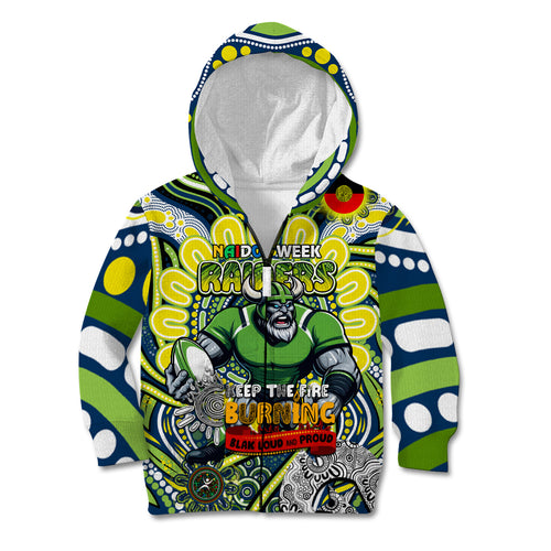 Custom NAIDOC Week 2024 Raiders Kid Hoodie Mascot Rugby DT02
