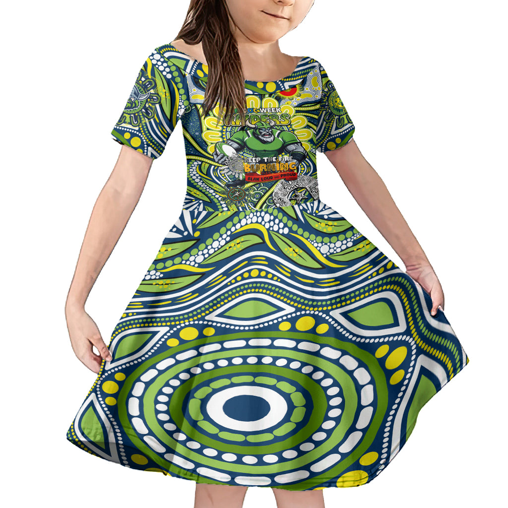 Custom NAIDOC Week 2024 Raiders Kid Short Sleeve Dress Mascot Rugby DT02