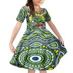 Custom NAIDOC Week 2024 Raiders Kid Short Sleeve Dress Mascot Rugby DT02