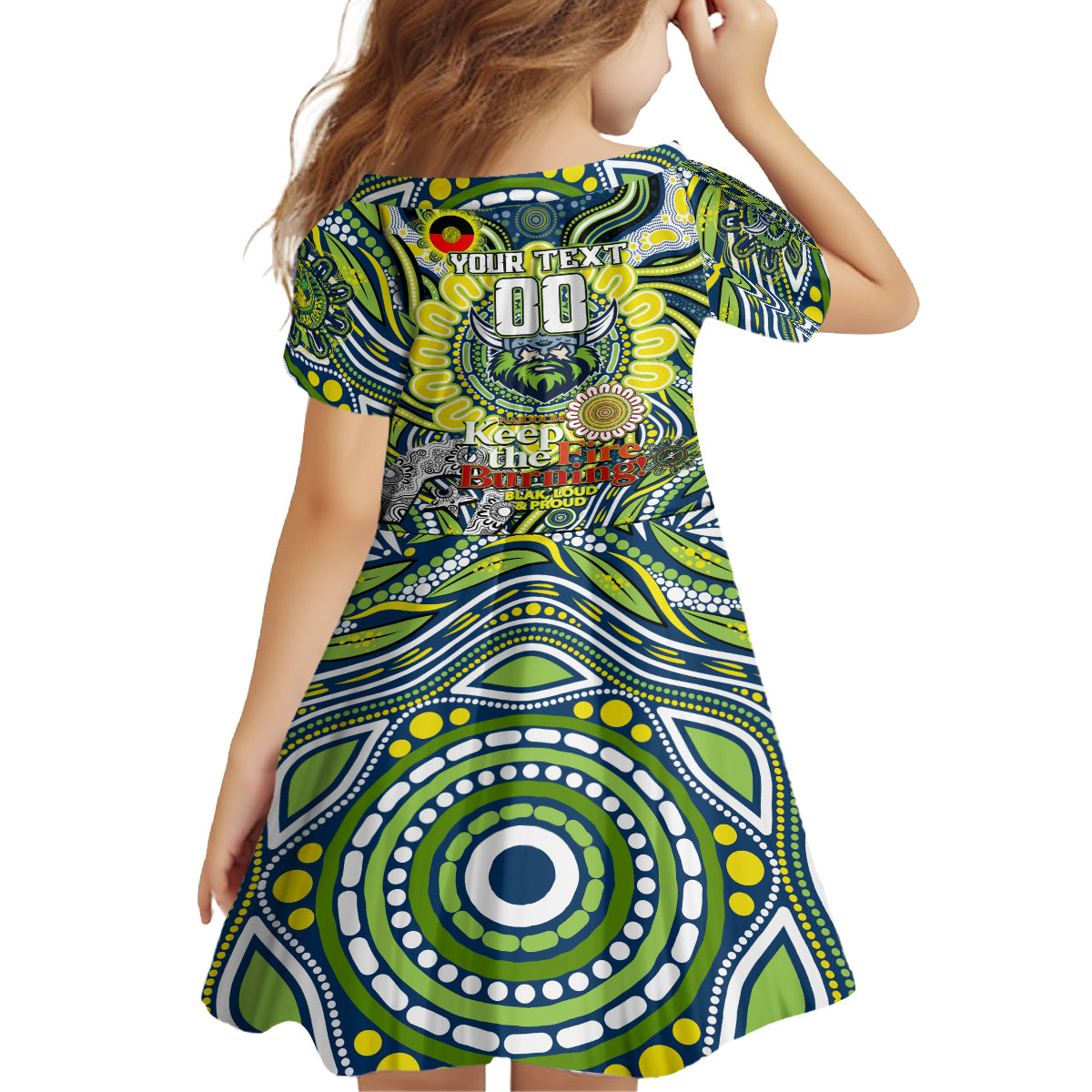 Custom NAIDOC Week 2024 Raiders Kid Short Sleeve Dress Mascot Rugby DT02