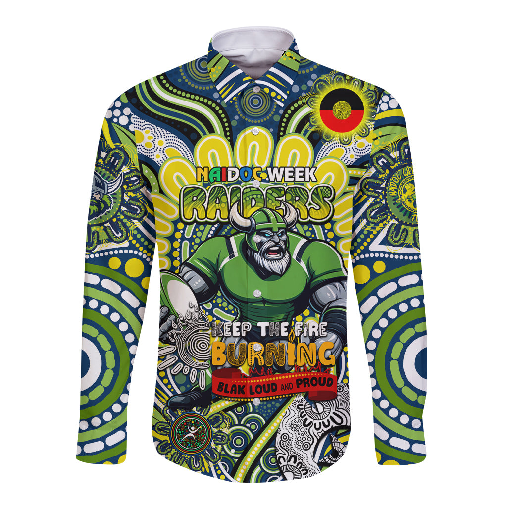 Custom NAIDOC Week 2024 Raiders Long Sleeve Button Shirt Mascot Rugby DT02