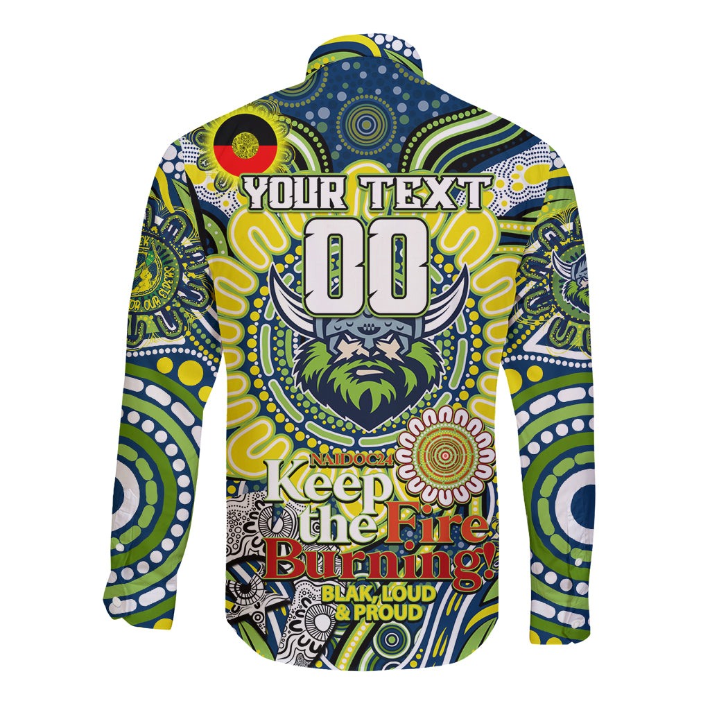 Custom NAIDOC Week 2024 Raiders Long Sleeve Button Shirt Mascot Rugby DT02