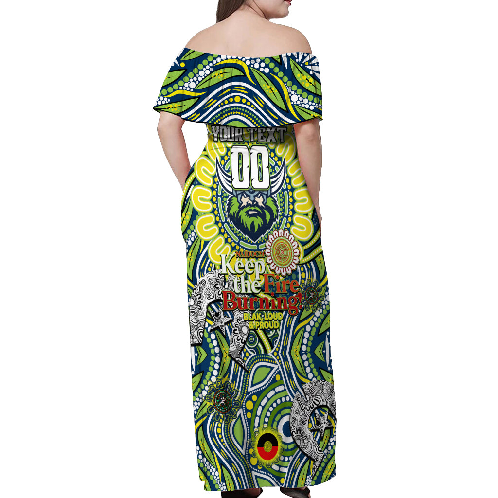 Custom NAIDOC Week 2024 Raiders Off Shoulder Maxi Dress Mascot Rugby DT02