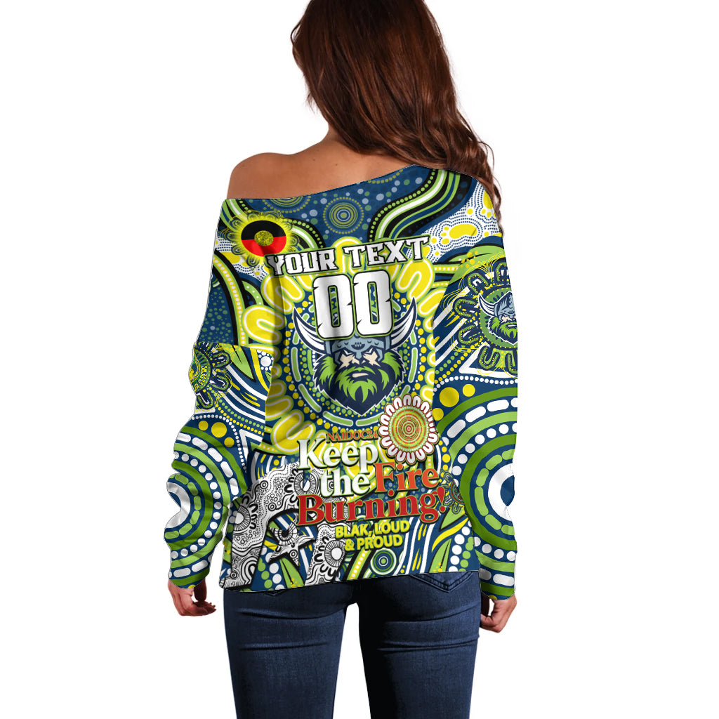 Custom NAIDOC Week 2024 Raiders Off Shoulder Sweater Mascot Rugby DT02
