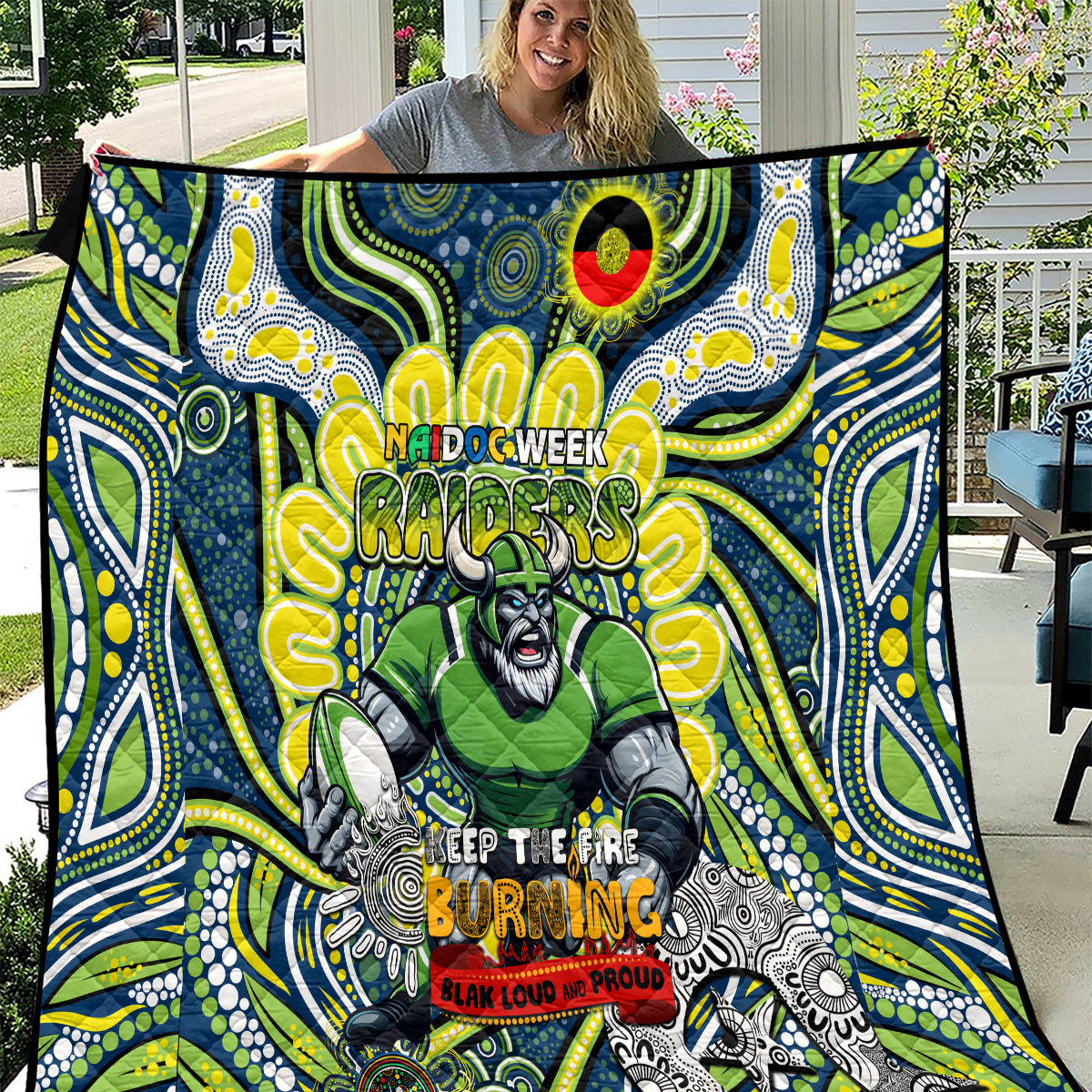 Custom NAIDOC Week 2024 Raiders Quilt Mascot Rugby DT02