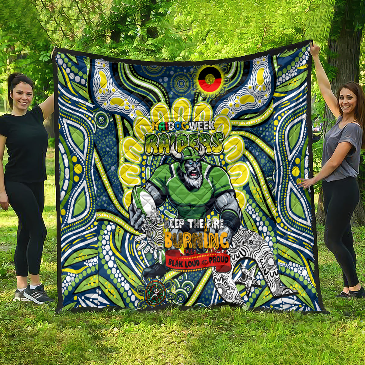 Custom NAIDOC Week 2024 Raiders Quilt Mascot Rugby DT02