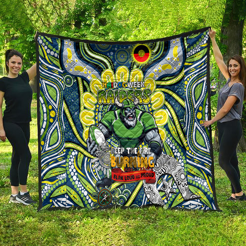 Custom NAIDOC Week 2024 Raiders Quilt Mascot Rugby DT02