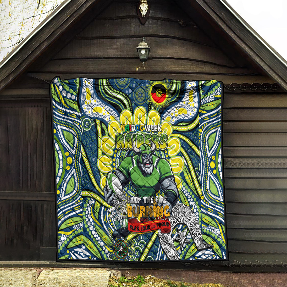 Custom NAIDOC Week 2024 Raiders Quilt Mascot Rugby DT02